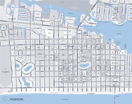 Vanderbilt Beach Real Estate MAP, Naples, Florida showing Vanderbilt Beach condominium names, home property addreses and streets in Old Naples area